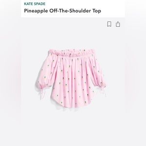 kate spade Pineapple Off-The-Shoulder Top | Small | Light Pink vertical stripes